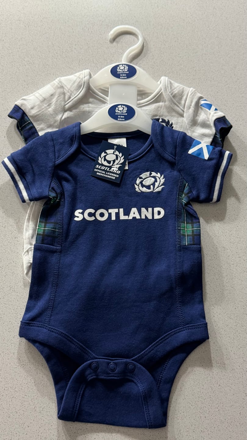 Customer photo review of Scotland RU 2 Pack Bodysuit 0/3 mths GT