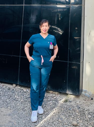 Customer photo review of Tapered MoveTech® Scrub Pants - Women / Pacific Tide