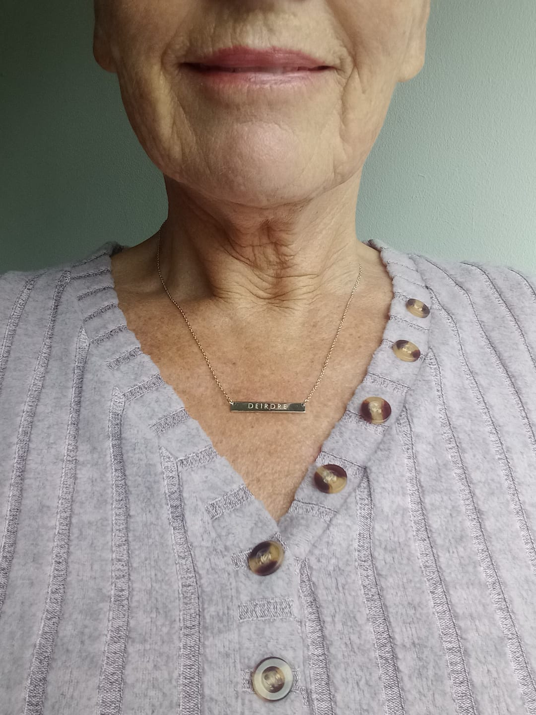 Customer photo review of 3cm Precious Letter Bar in Silver