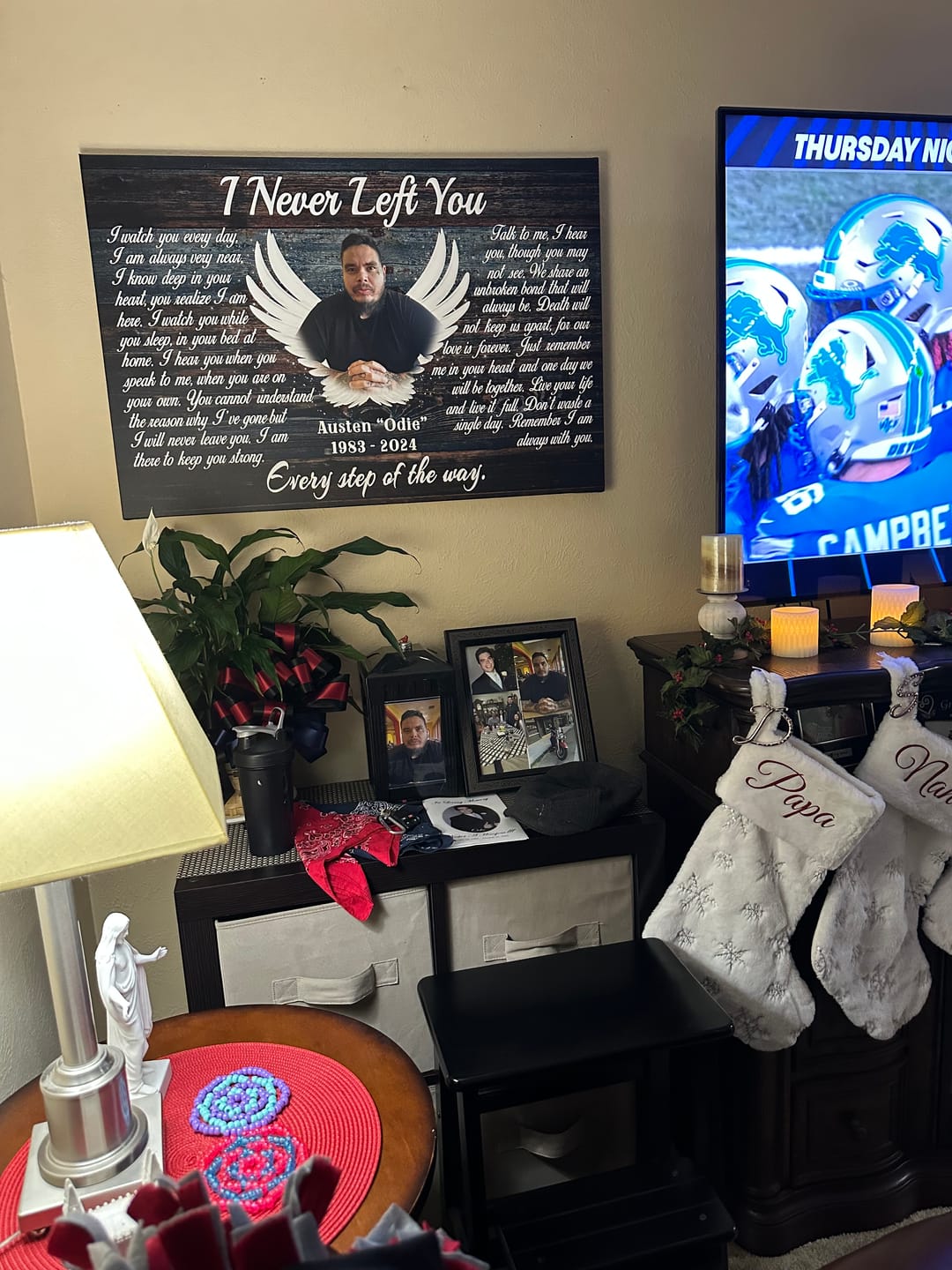 Customer photo review of Personalized Canvas Prints, Custom Photo, Memorial Gifts, Sympathy Gifts, Angel Wings I Never Left You Love Dem Canvas