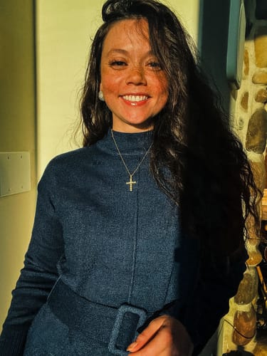 Customer photo review of Studded Cross Pendant Necklace