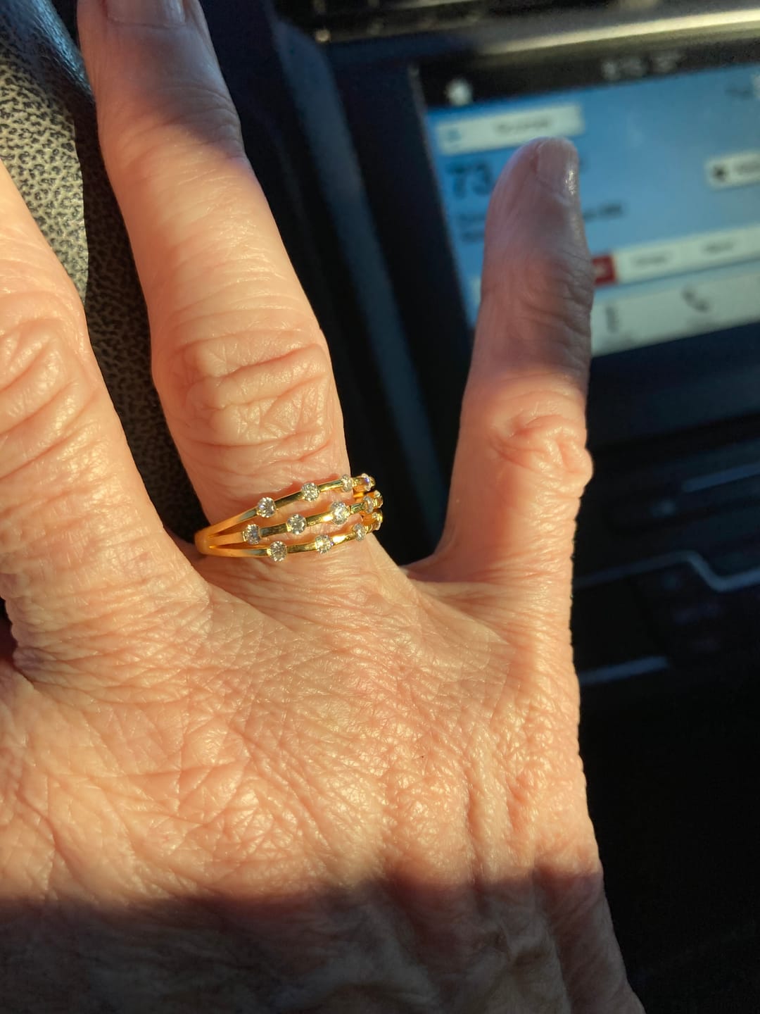 Customer photo review of Triple Strand Band Tension Set Moissanite Wedding Band Ring