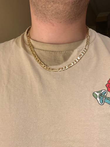 Customer photo review of 18k Gold-Plated Figaro Chain Necklace 18" to 24" Sterling Silver Jewelry