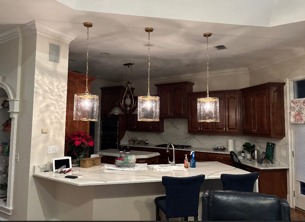 Customer photo review of Modern 1-Light Water Glass Cylinder Single Pendant