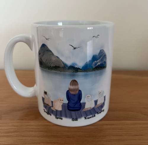 Customer photo review of Woman & Cats Mug - Life is better with a Cat -Personalised Mug
