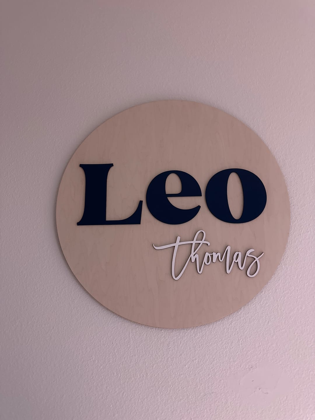 Customer photo review of Round Nursery Name Sign