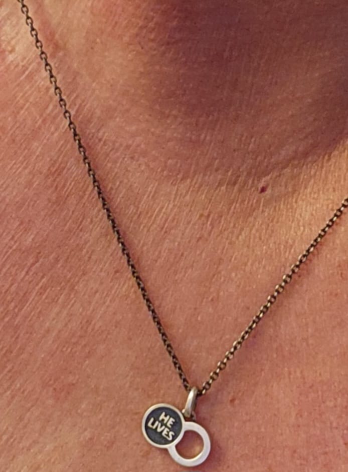 Customer photo review of "The Empty Tomb"  14K Solid Gold Pendant Necklace