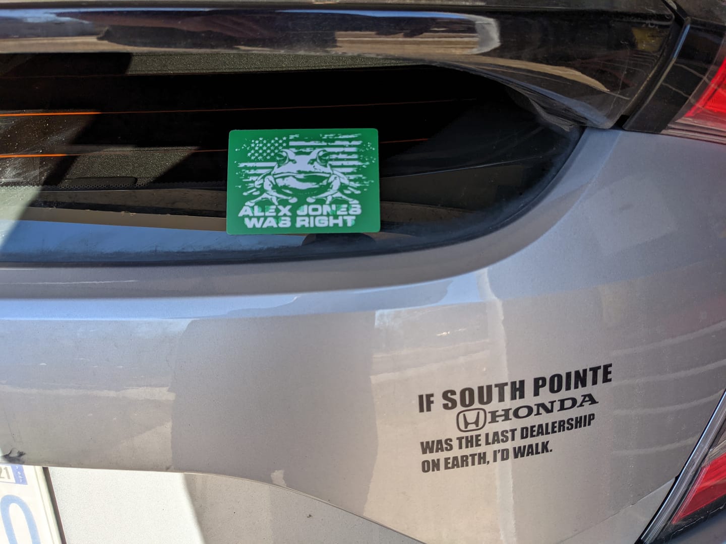 Customer photo review of Alex Jones Was Right Decal