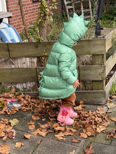 Customer photo review of Kids Dinosaur Parka Down Coat Jacket