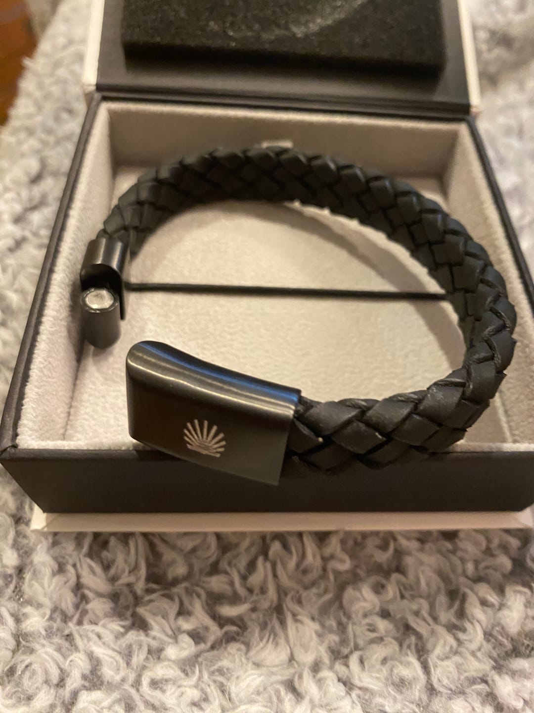 Customer photo review of 12mm Black Leather Bracelet