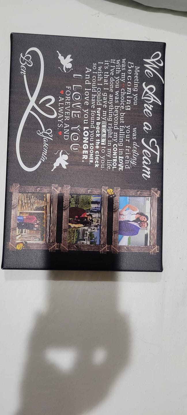 Customer photo review of Customized Couple Gifts - Personalized Canvas Prints - Custom Couple Photo Collage, We Are A Team