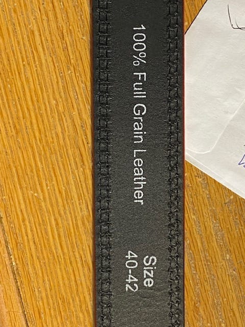 Customer photo review of The Diablo Belt - Black Full Grain Leather Belt with Red Stitches