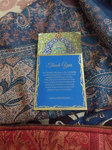 Customer photo review of Pashtush His And Her Set Of Jamawar Stole and Shawl With Premium Gift Box Packaging, Navy Blue and Maroon