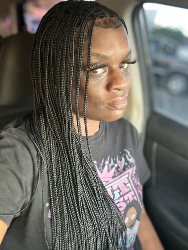 Customer photo review of HD Knotless Braid Wig, Human Hair Swiss Full Lace, Black, Glueless - Fatima