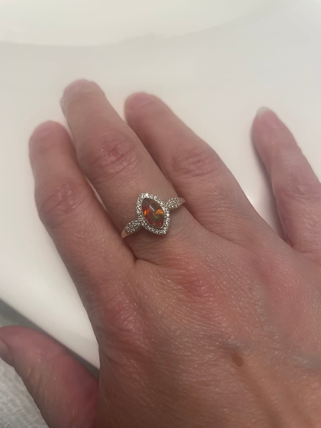 Customer photo review of Bedazzled Marquise Cremation Ring