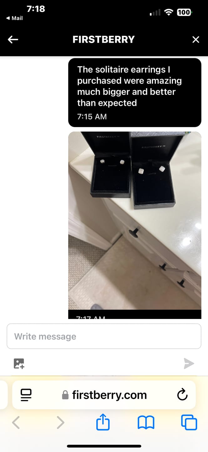 Customer photo review of Round Solitaire Stud Earrings - 6 Prongs - Moissanite