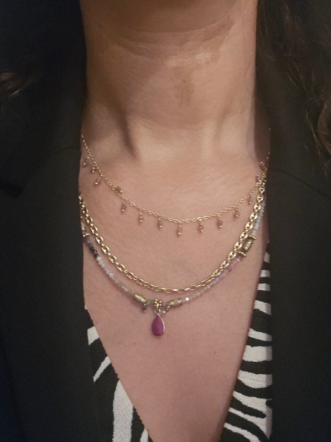 Customer photo review of סט שרשראות מהרני טורמלין אבטיח