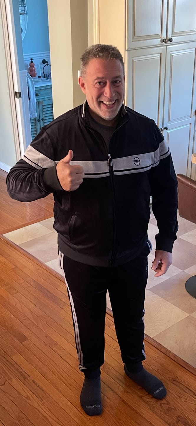 Customer photo review of Damarindo Velour Track Jacket- Black Beauty