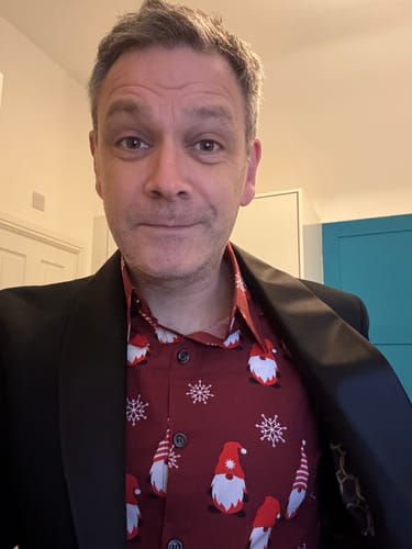 Customer photo review of Men's Christmas Red Cute Gnome Cotton Long Sleeve Shirt