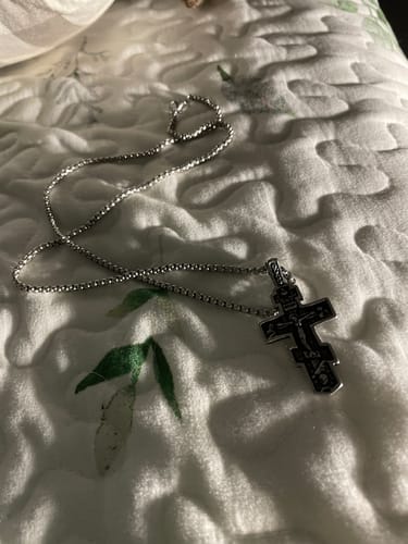 Customer photo review of Titanium Orthodox Jesus Crucifix Necklace Protection Jewelry