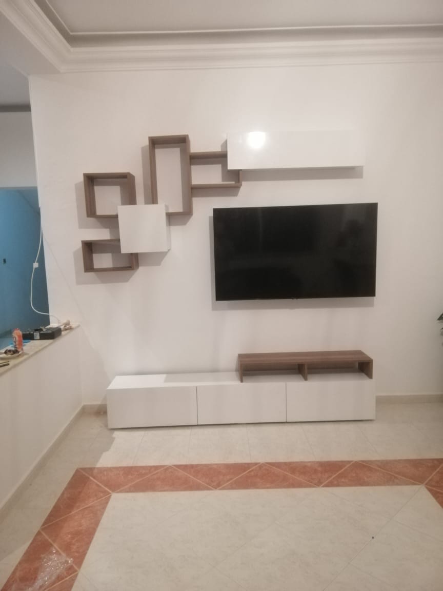 Customer photo review of Meuble TV FREE 210cm - Chêne et Blanc - salon et séjour