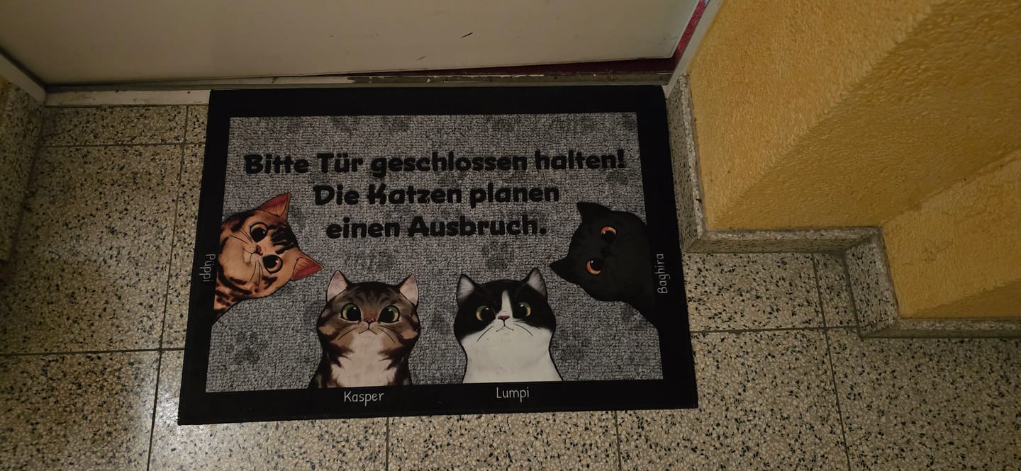 Customer photo review of Katzen planen einen Ausbruch - Individuelle Fußmatte