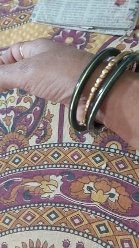 Customer photo review of “Hallmark Green Divya Shringar Bangle” (Pack of 1 Pair) (2 pis)