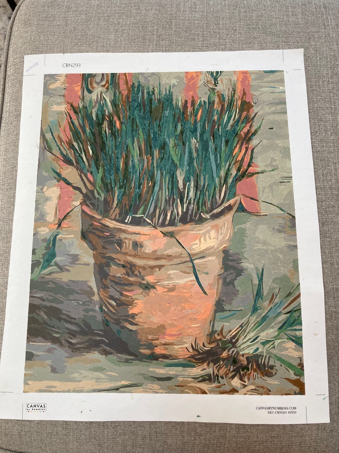Customer photo review of Flowerpot with Garlic Chives - Paint by Numbers