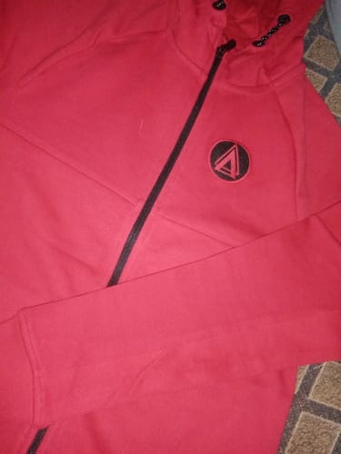 Customer photo review of Kids Premium Quality Embroidered Red Zipper Hoodie (R)
