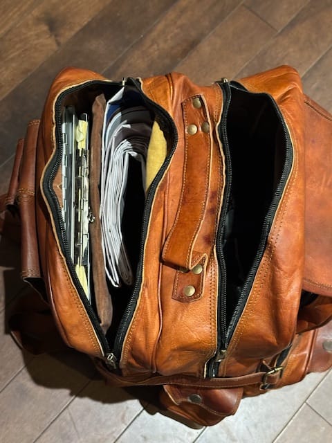Customer photo review of Large Vintage Leather Travel Rucksack Bag