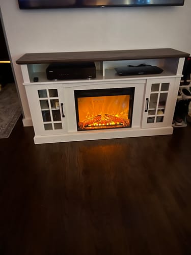 Customer photo review of Corin 58" Barn Door Farmhouse Fireplace TV Stand