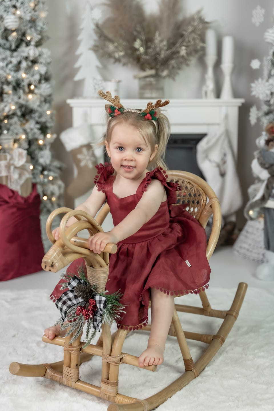 Customer photo review of Alaia Linen Girls Dress - Cherry Red