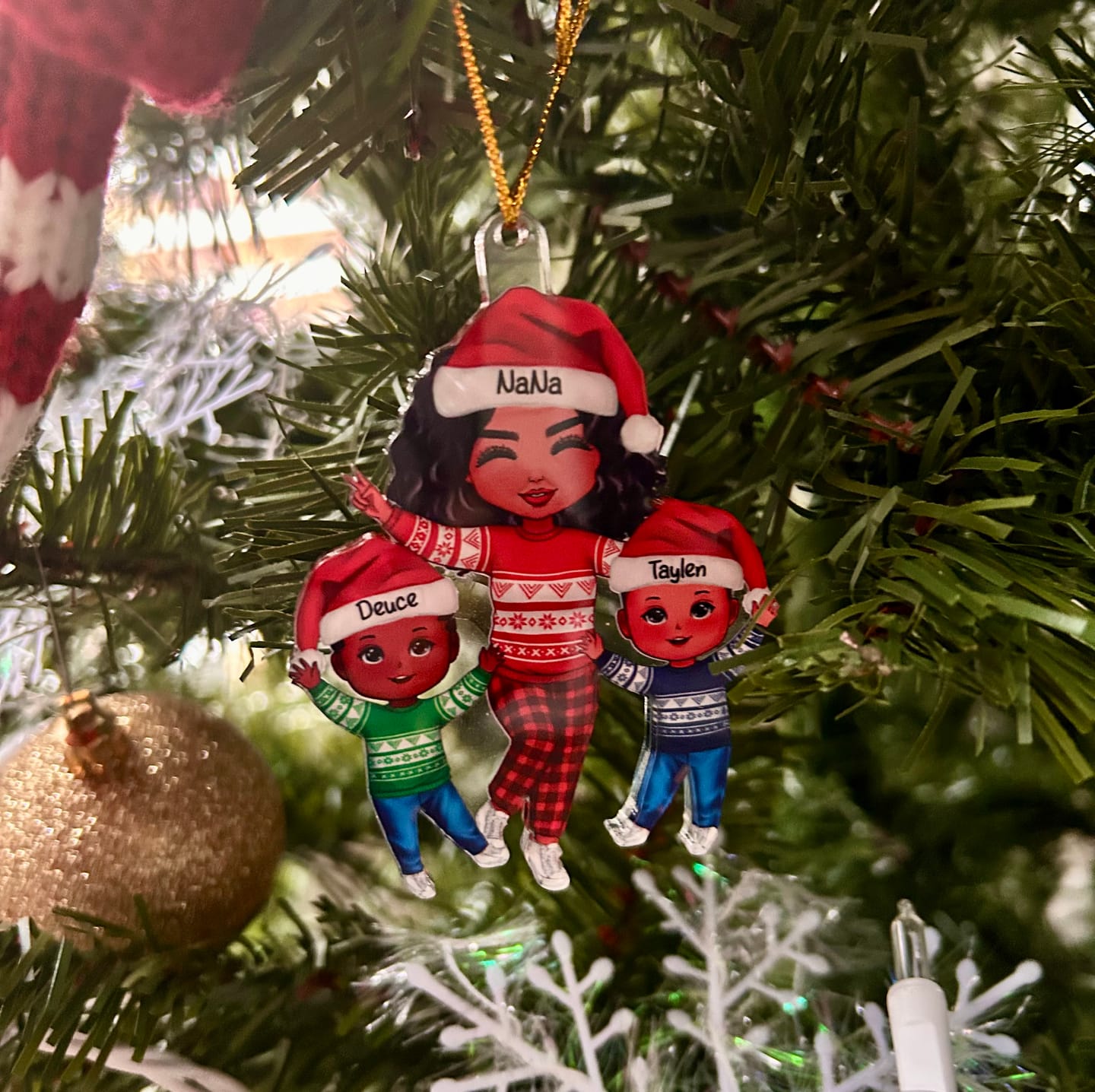 Customer photo review of Happy Christmas Doll Grandma Grandkids Gift For Granddaughter Grandson Personalized Acrylic Ornament