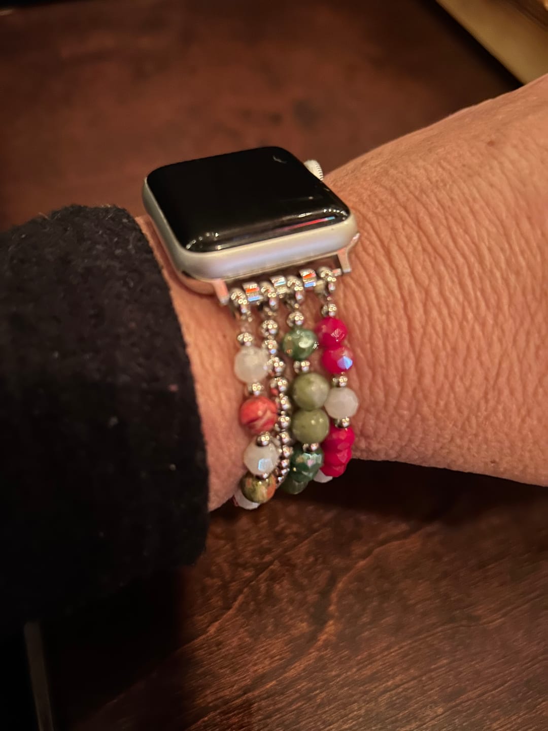 Customer photo review of Merry Filigree Stretch Apple Watch Strap