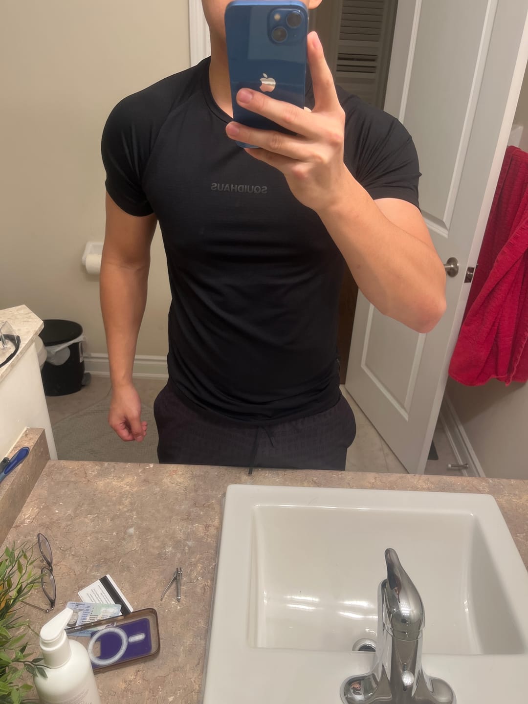 Customer photo review of Essentials Short Sleeve Athletic Fitted Tee