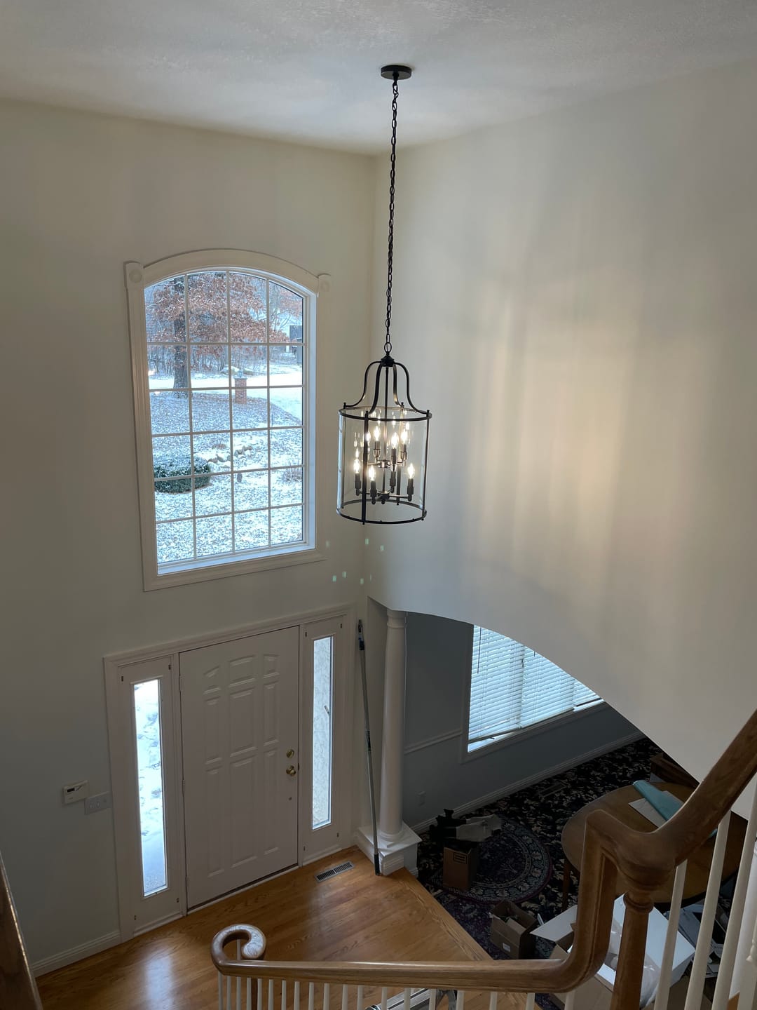 Customer photo review of Farmhouse Wide Clear Glass Cylinder Cage Pendant