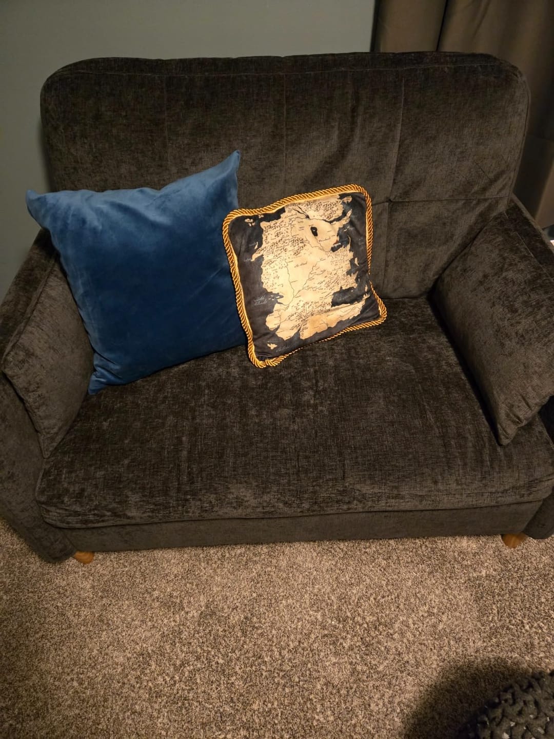 Customer photo review of 47” Small Loveseat Sofa (5 Colors)