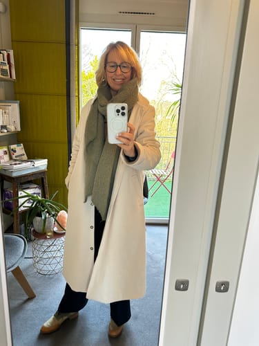 Customer photo review of Manteau Paul long - velours côtelé crème