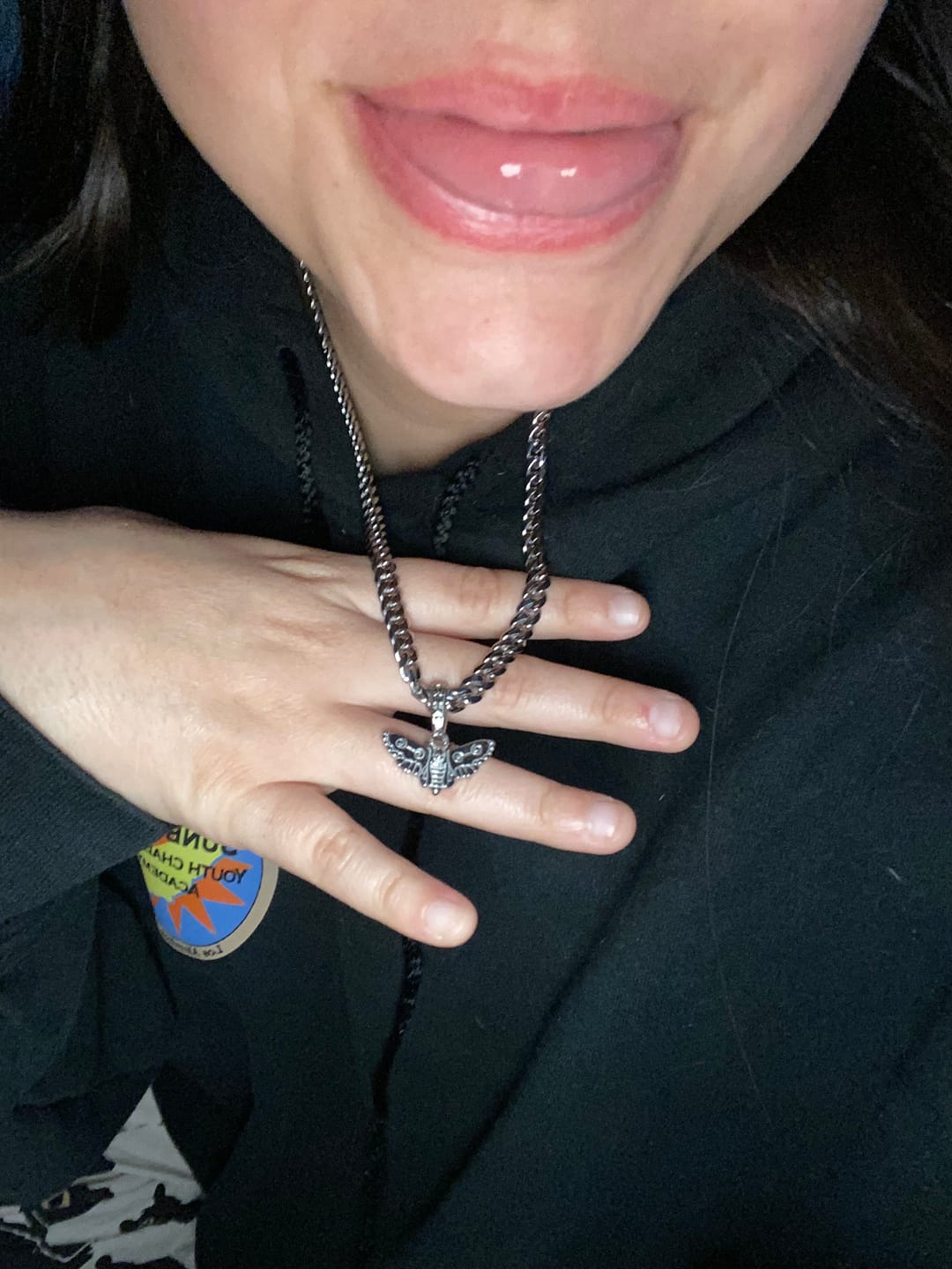 Customer photo review of MOTH PENDANT