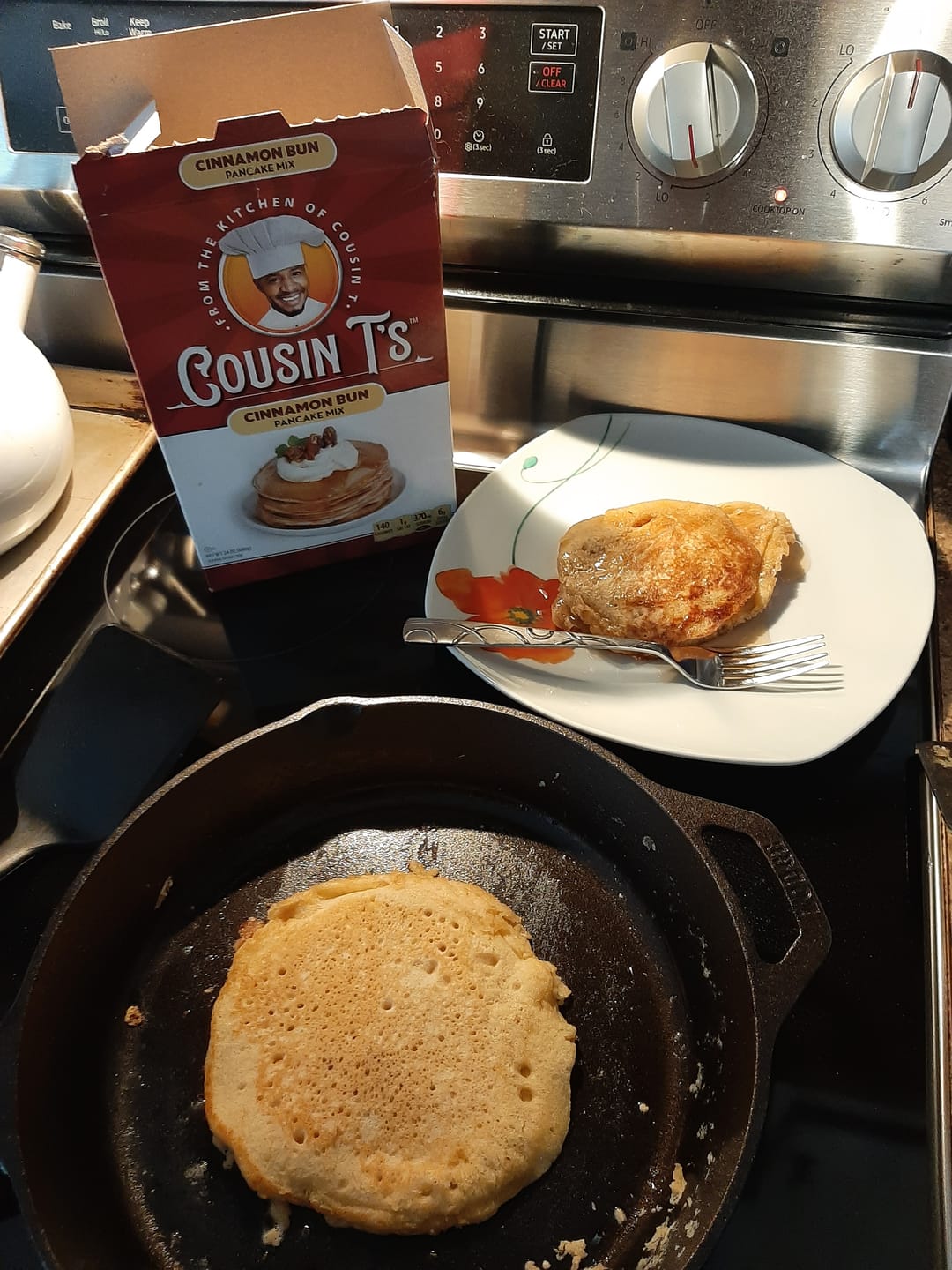 Customer photo review of Cousin T's Cinnamon Bun Gourmet Pancake Mix (2 Pack)