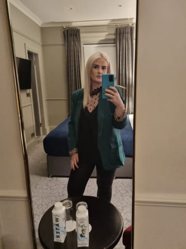 Customer photo review of Roberta Green Leopard Lined Blazer