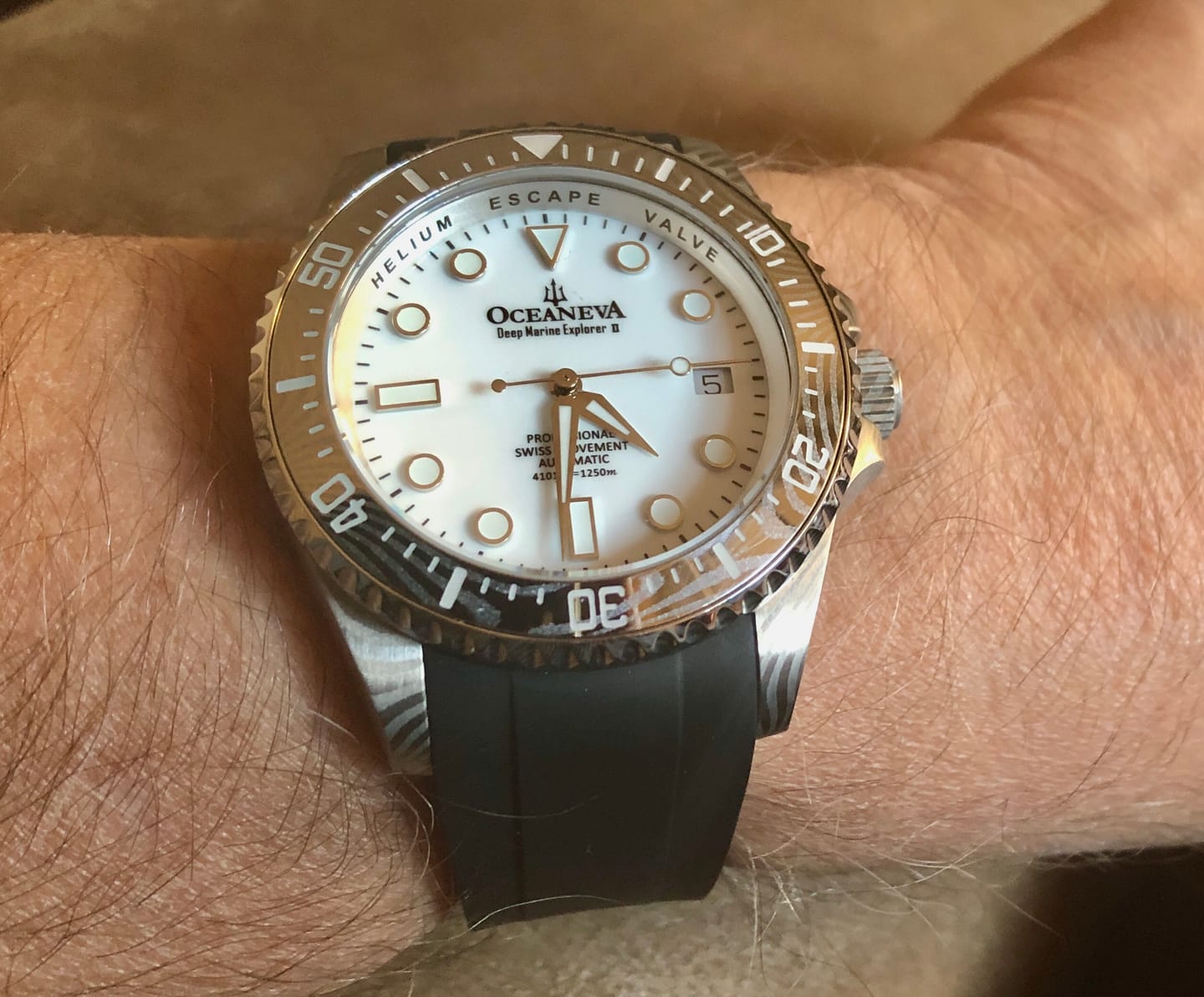 Customer photo review of FKM Black Rubber Strap - DAMASCUS Steel Buckle