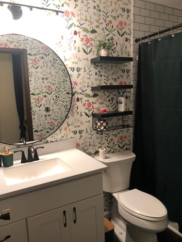 Customer photo review of White Botanical Floral Peel and Stick Removable Wallpaper 1864
