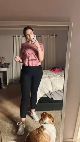 Customer photo review of Royal Change Happy Healthy Strong Versatile Flowy Crop Tee