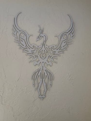 Customer photo review of Rising Phoenix - Metal Wall Art