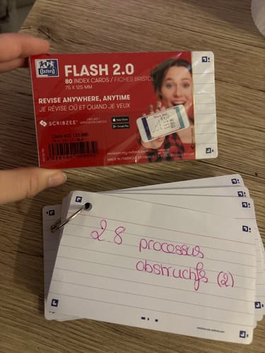 Avis photo d'un client sur Flashcards FLASH 2.0 OXFORD # 80 cartes 7,5 x 12,5 cm - ligné