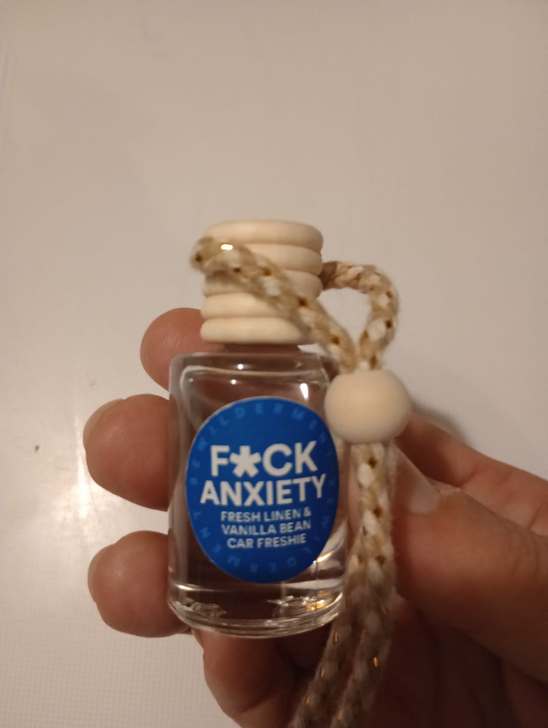 Customer photo review of Fuck Anxiety Car Freshie