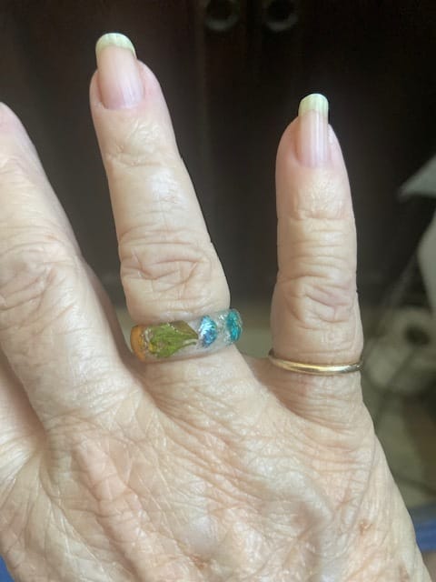 Customer photo review of Wildflower Ring with Cremation Ash