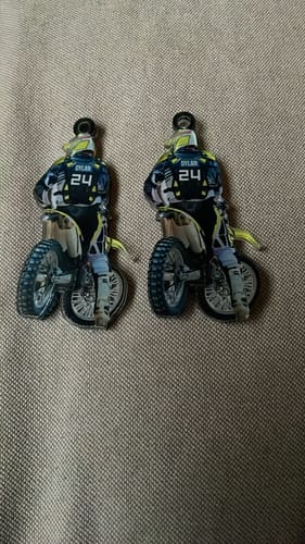 Customer photo review of Personalized Motocross Racer Christmas Ornament