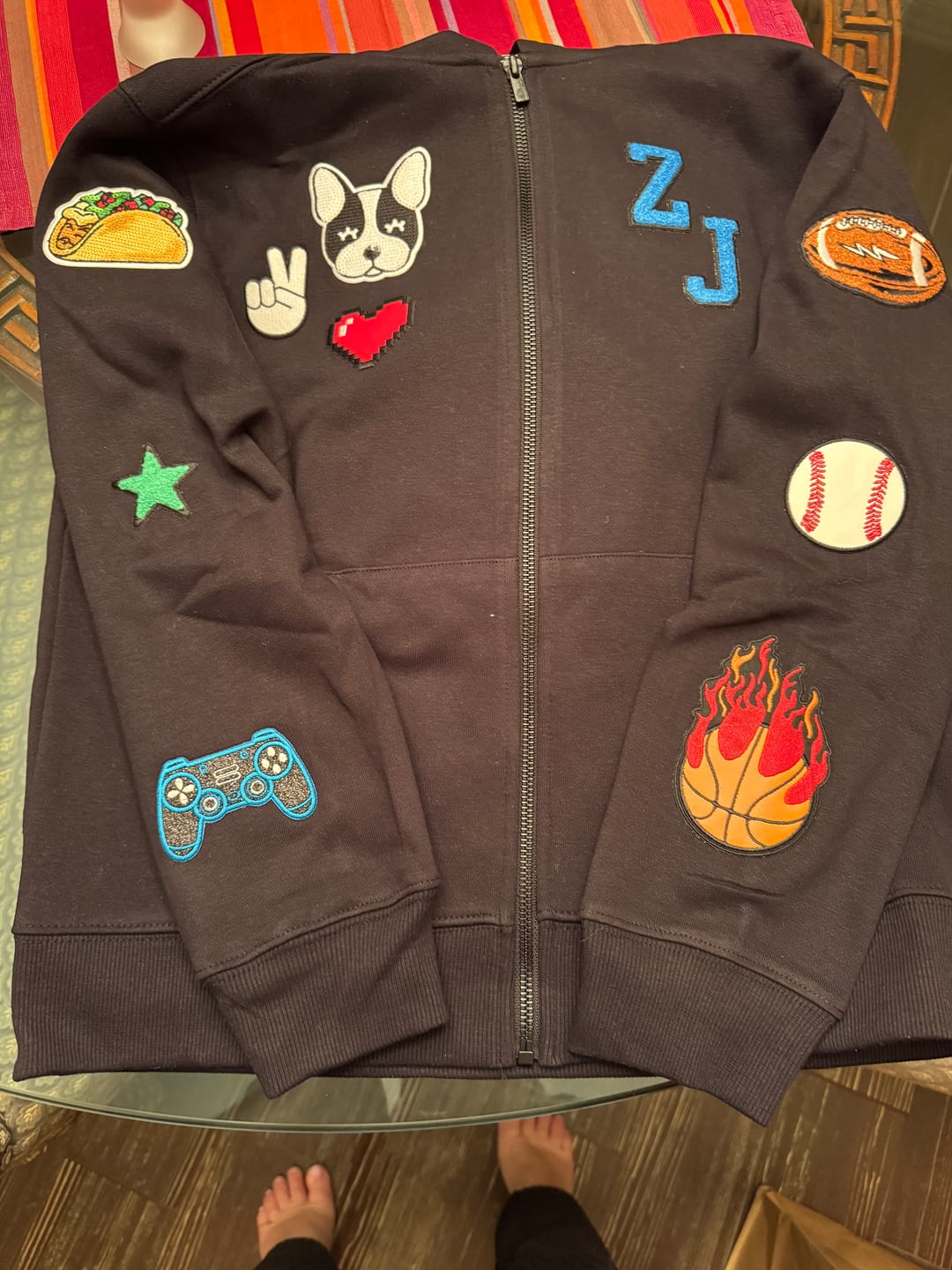 Customer photo review of Design Your Own Patched Zip Hoodie